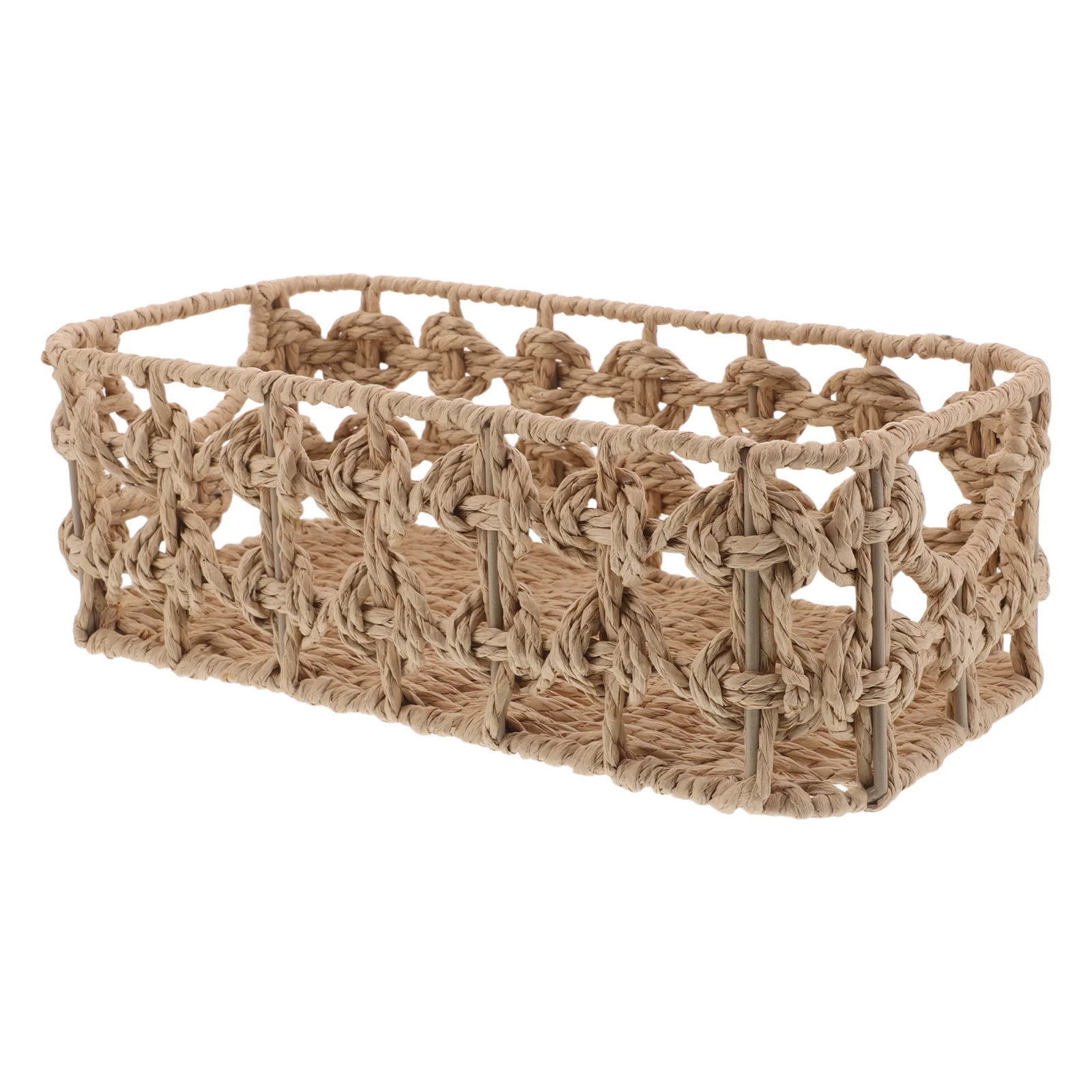 Woven Storage Basket Light Brown Rectangle Handheld Organizer Hollow Out Design For Desktop Bathroom Coffee Table Snacks Tissue
Woven Storage Basket Light Brown Rectangle Handheld Organizer Hollow Out Design For Desktop Bathroom Coffee Table Snacks Tissue