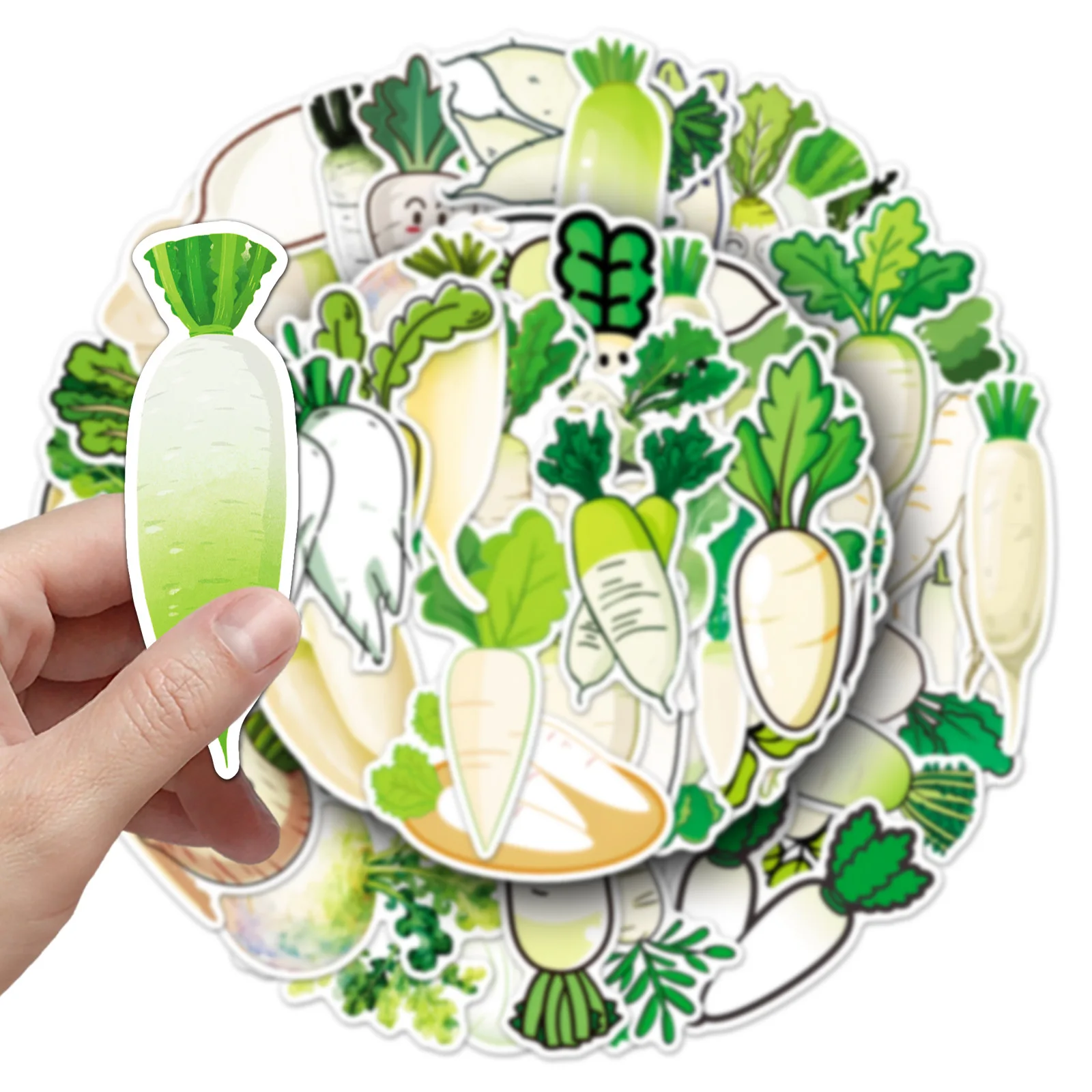 50PCS White Radish Cartoon Sticker Green Vegetable Food Creative Graffiti Decal DIY Stationery Box Water Cup Scrapbook Decal
50PCS White Radish Cartoon Sticker Green Vegetable Food Creative Graffiti Decal DIY Stationery Box Water Cup Scrapbook Decal