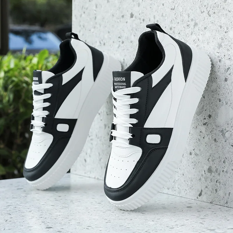Outdoor Men's Sneakers Comfortable Leather Men's Platform Shoes Casual Lace-up Vulcanized Shoes Black White Walking Shoes
Outdoor Men's Sneakers Comfortable Leather Men's Platform Shoes Casual Lace-up Vulcanized Shoes Black White Walking Shoes