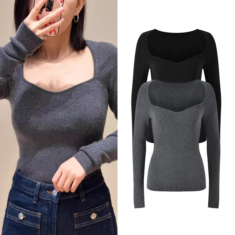 Облегающий вязаный топ с квадратным воротником, модный универсальный женский топ Ele Sle для поездок на работу и ветер, ультратонкий цветной топ
Облегающий вязаный топ с квадратным воротником, модный универсальный женский топ Ele Sle для поездок на работу и ветер, ультратонкий цветной топ