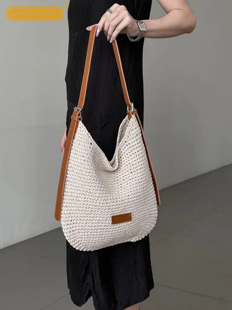 Ladies Hollow Out Handmade Weave Beach Bag Large Capacity Totes Crossbody Bag Cow Leather Spliced Strap Holiday Shoulder Bag
Ladies Hollow Out Handmade Weave Beach Bag Large Capacity Totes Crossbody Bag Cow Leather Spliced Strap Holiday Shoulder Bag