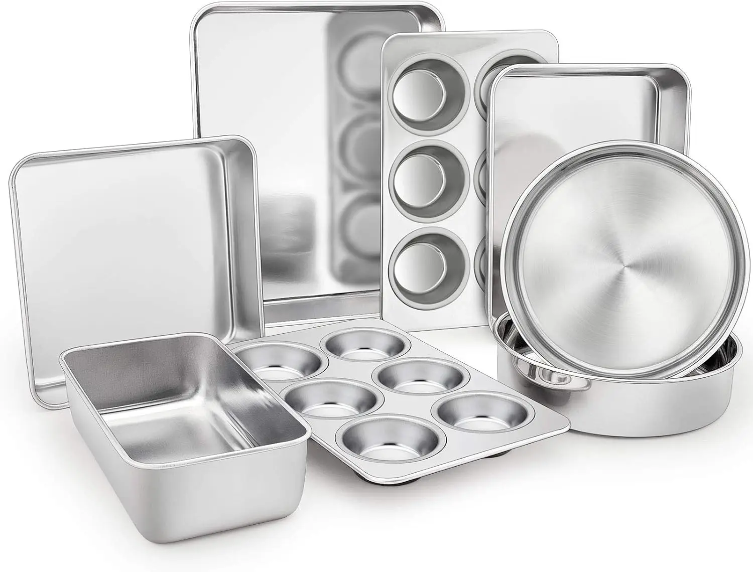 8-Piece Stainless Steel Bakeware Set: Lasagna, Cake, Loaf & Muffin Pans, Dishwasher Safe, Non-Toxic
8-Piece Stainless Steel Bakeware Set: Lasagna, Cake, Loaf & Muffin Pans, Dishwasher Safe, Non-Toxic