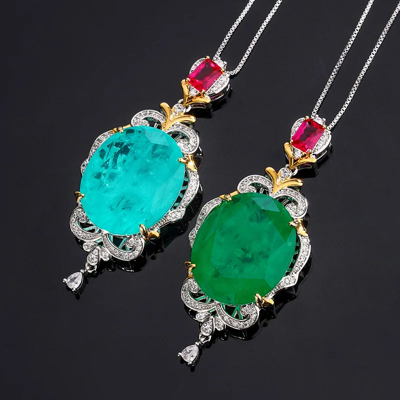 Emerald Paraiba Circular High Carbon Diamond Pendant Necklace Luxury For Women Jewelry Dance Accessories Wedding Anniversary
Emerald Paraiba Circular High Carbon Diamond Pendant Necklace Luxury For Women Jewelry Dance Accessories Wedding Anniversary