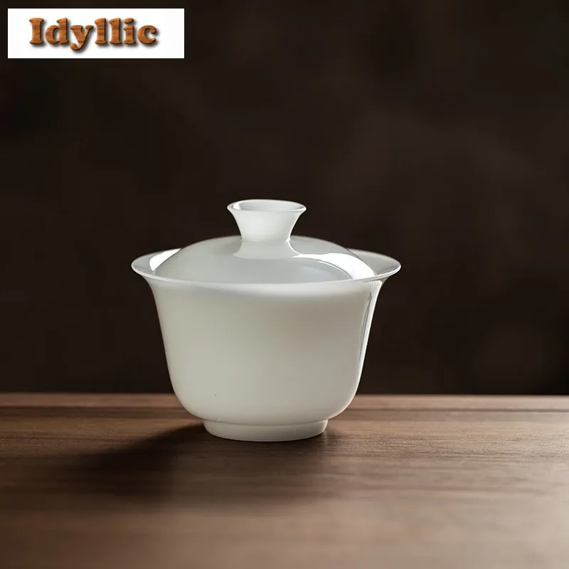 Фарфоровая чаша для чая Gaiwan из ледяного нефрита, антикварная чайная чаша с крышкой, набор для приготовления чая, миска с крышкой, китайский чайный сервиз, коллекция аксессуаров 
Фарфоровая чаша для чая Gaiwan из ледяного нефрита, антикварная чайная чаша с крышкой, набор для приготовления чая, миска с крышкой, китайский чайный сервиз, коллекция аксессуаров