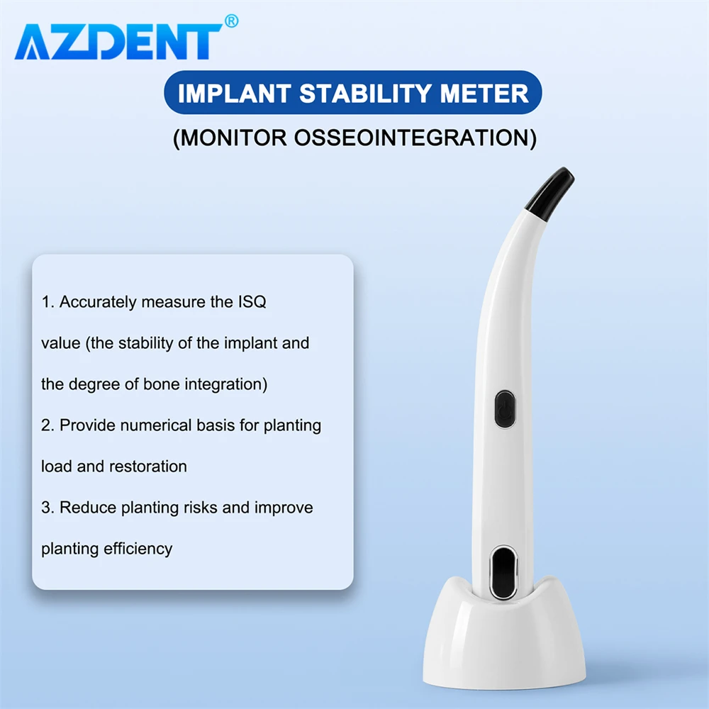 Измеритель стабильности зубного имплантата AZDENT, тестер измерения Osseointegration, инструмент Osstell Beacon ISQ
Измеритель стабильности зубного имплантата AZDENT, тестер измерения Osseointegration, инструмент Osstell Beacon ISQ