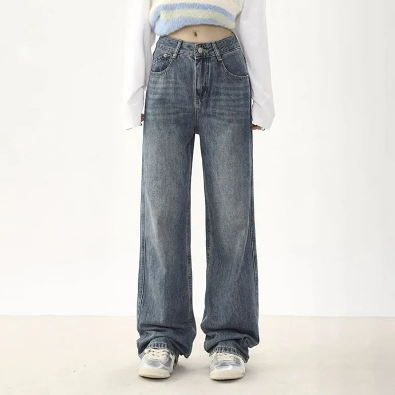 Blue Straight-leg Vintage Jeans Women's High-Waisted Fashion Basics Pants Chic Women Aesthetic High Quality Denim Trousers
Blue Straight-leg Vintage Jeans Women's High-Waisted Fashion Basics Pants Chic Women Aesthetic High Quality Denim Trousers