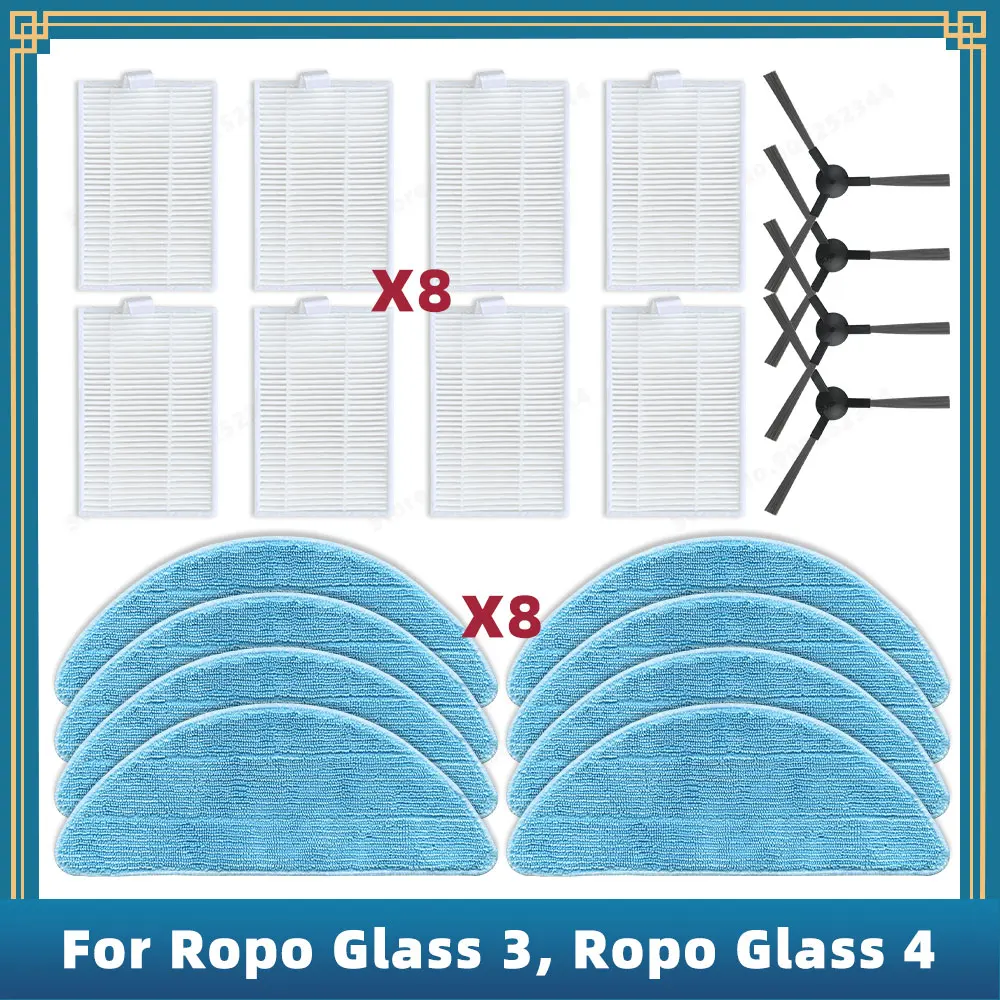 Compatible For Ropo Glass 3, Ropo Glass 4 Robot Vacuum Cleaner Replacement Parts Accessories Side Brush Filter Mop Cloth
Compatible For Ropo Glass 3, Ropo Glass 4 Robot Vacuum Cleaner Replacement Parts Accessories Side Brush Filter Mop Cloth