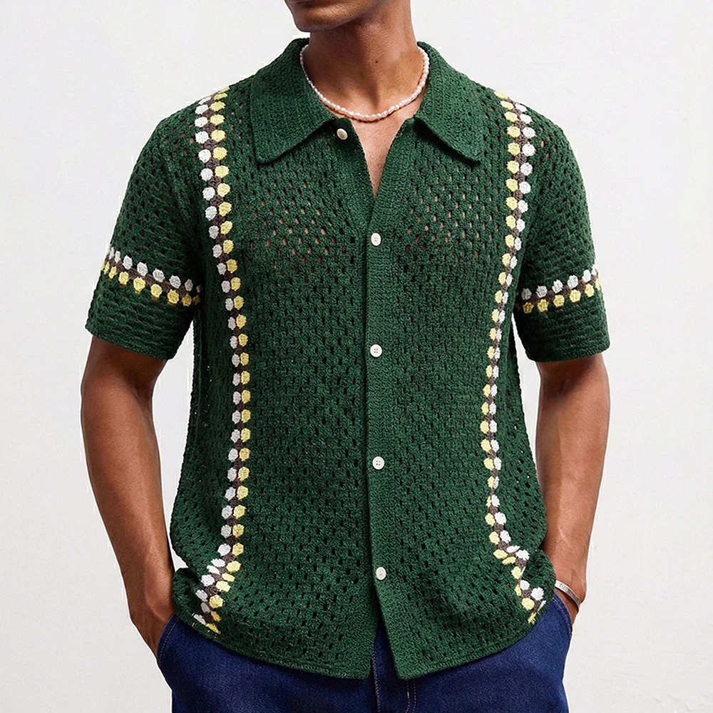 Summer New Men's Hollow-Out Knit Short-Sleeve Shir American Retro Fashion Trendy Street Loose Casual Breathable Men's Tops
Summer New Men's Hollow-Out Knit Short-Sleeve Shir American Retro Fashion Trendy Street Loose Casual Breathable Men's Tops