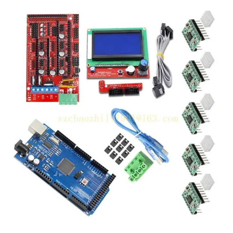 62KA MEGA2560R3, набор контроллеров RAMPS 1.4 с LCD -панелью 12864 и набор драйверов A4988
62KA MEGA2560R3, набор контроллеров RAMPS 1.4 с LCD -панелью 12864 и набор драйверов A4988