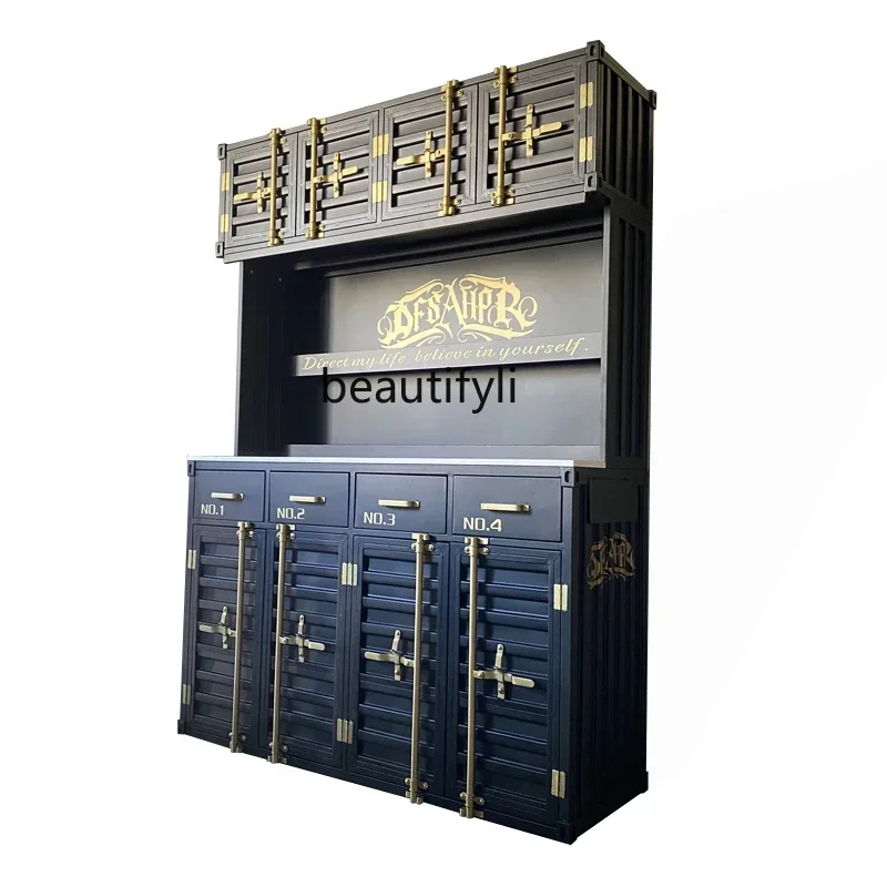 T Industrial style retro wine cabinet display American restaurant bar container storage cabinet
T Industrial style retro wine cabinet display American restaurant bar container storage cabinet
