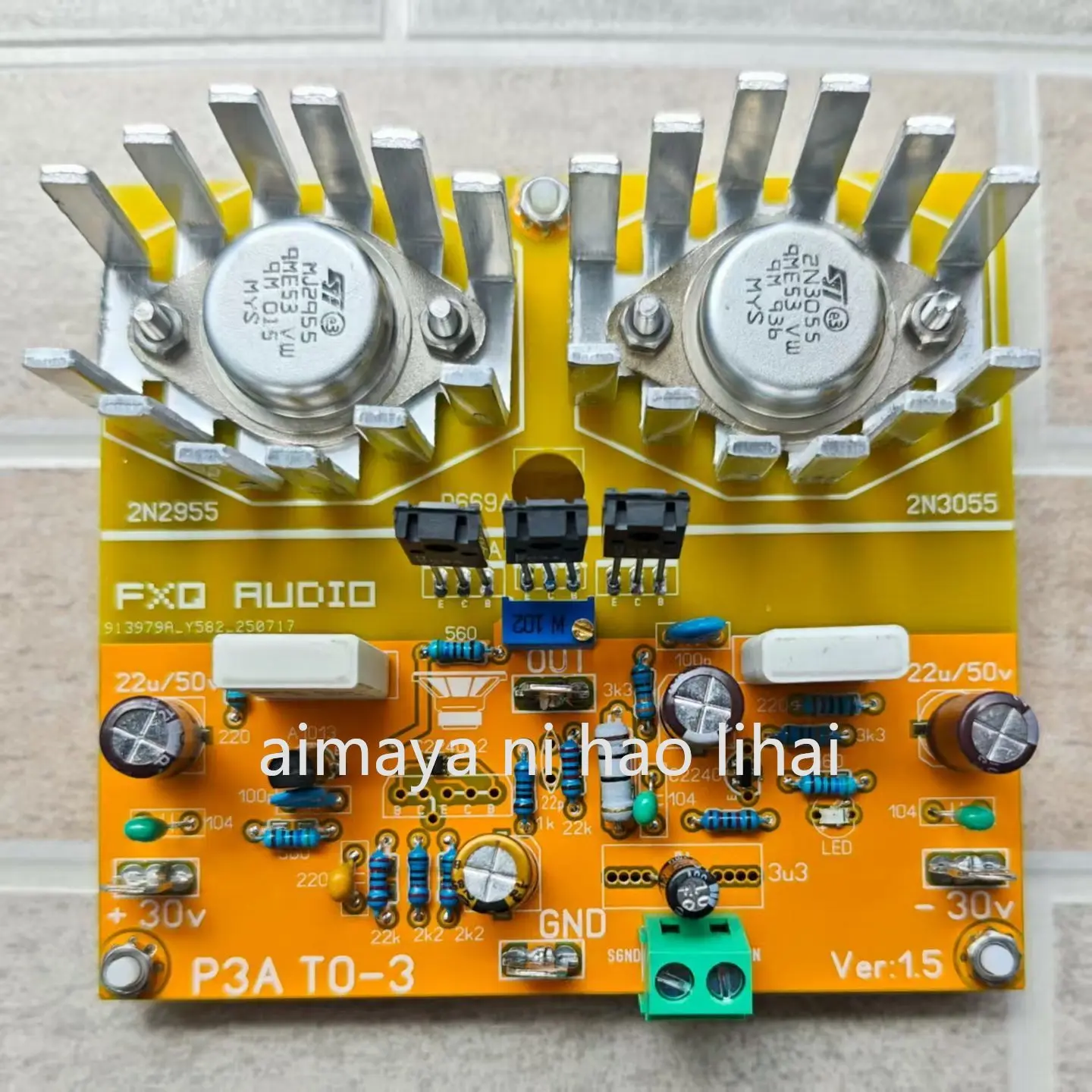 P3A MJ2955 2N3055 gold sealed tube pure rear stage power amplifier board
P3A MJ2955 2N3055 gold sealed tube pure rear stage power amplifier board