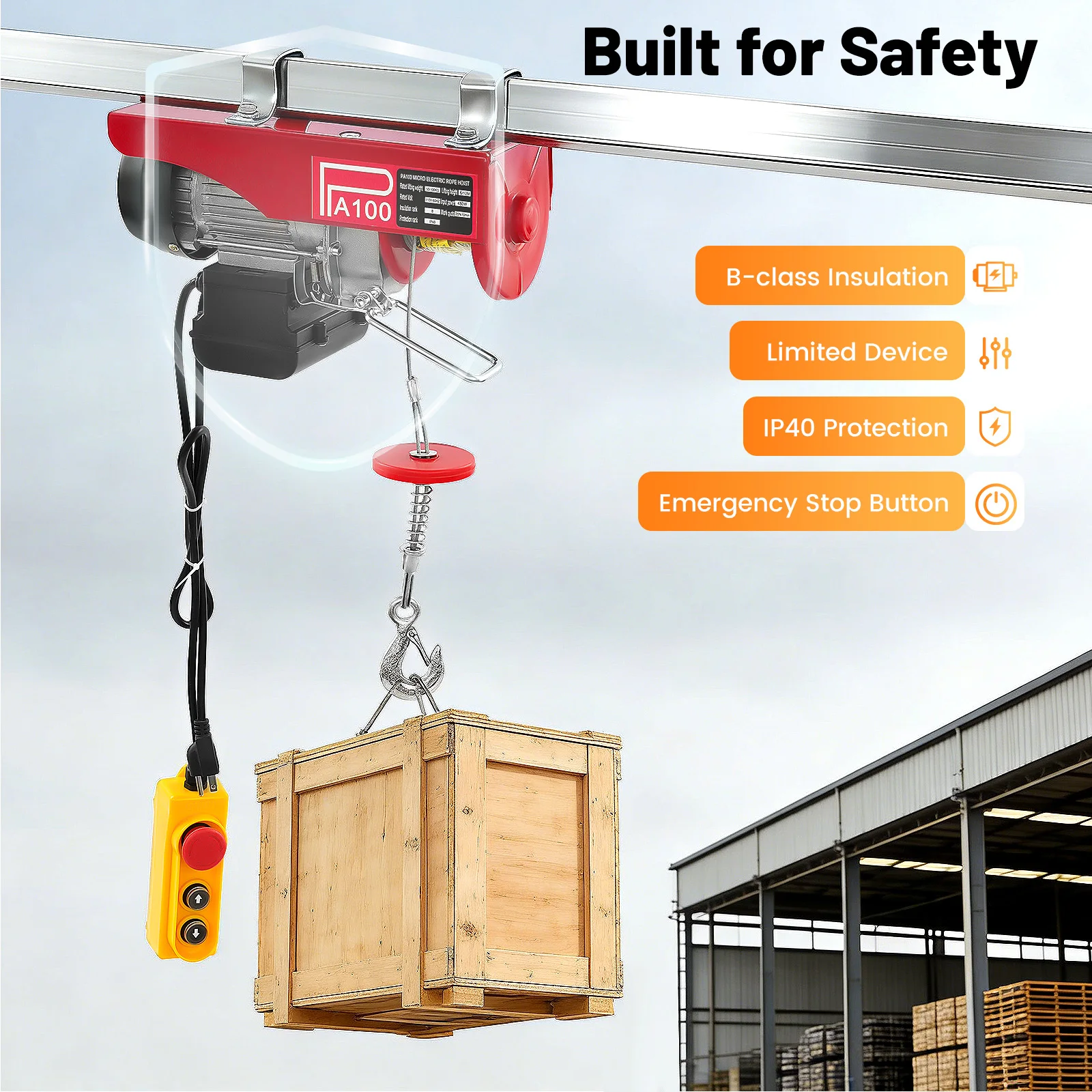 480W Electric Hoist 110/220 Lbs Capacity, 110V Garage Lift with Remote Control, 39ft Lifting Height, Single/Double Cable Mode
480W Electric Hoist 110/220 Lbs Capacity, 110V Garage Lift with Remote Control, 39ft Lifting Height, Single/Double Cable Mode