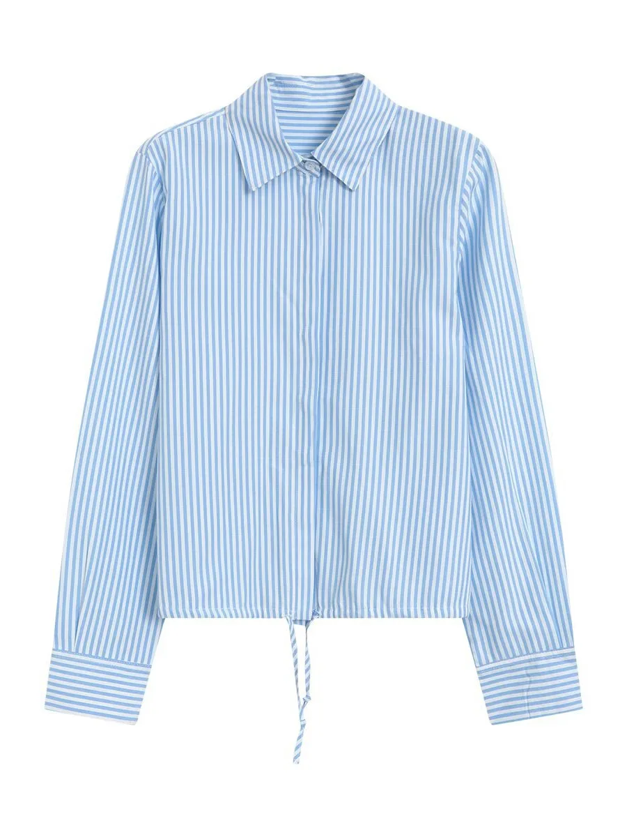 Withered Fresh And Versatile Striped Contrasting Drawstring Korean Style Shirt Blouses Women's Clothes Shirts Tops
Withered Fresh And Versatile Striped Contrasting Drawstring Korean Style Shirt Blouses Women's Clothes Shirts Tops