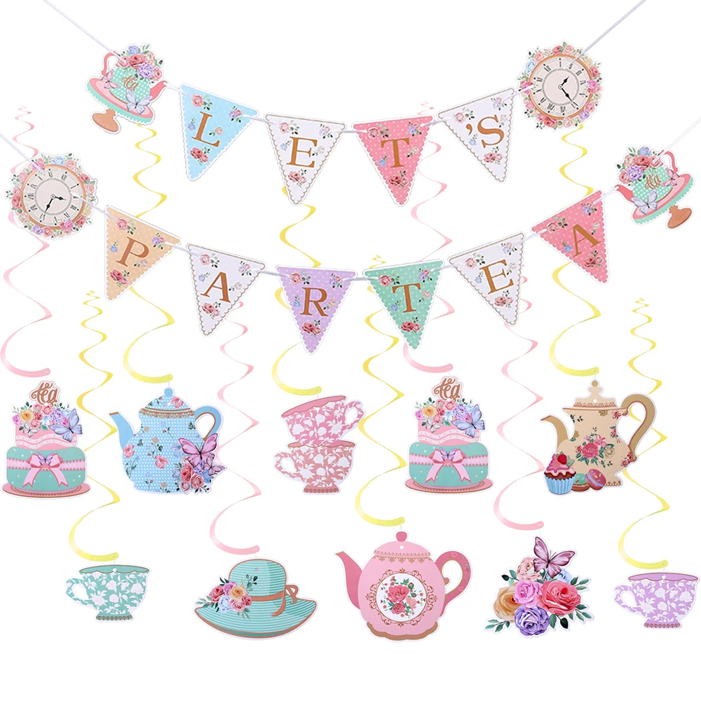 1pc Tea Party Pull Flag Birthday Decoration Flower Tea Party Birthday Banner Hanging Swirl Type Teapot Shower Supplies
1pc Tea Party Pull Flag Birthday Decoration Flower Tea Party Birthday Banner Hanging Swirl Type Teapot Shower Supplies