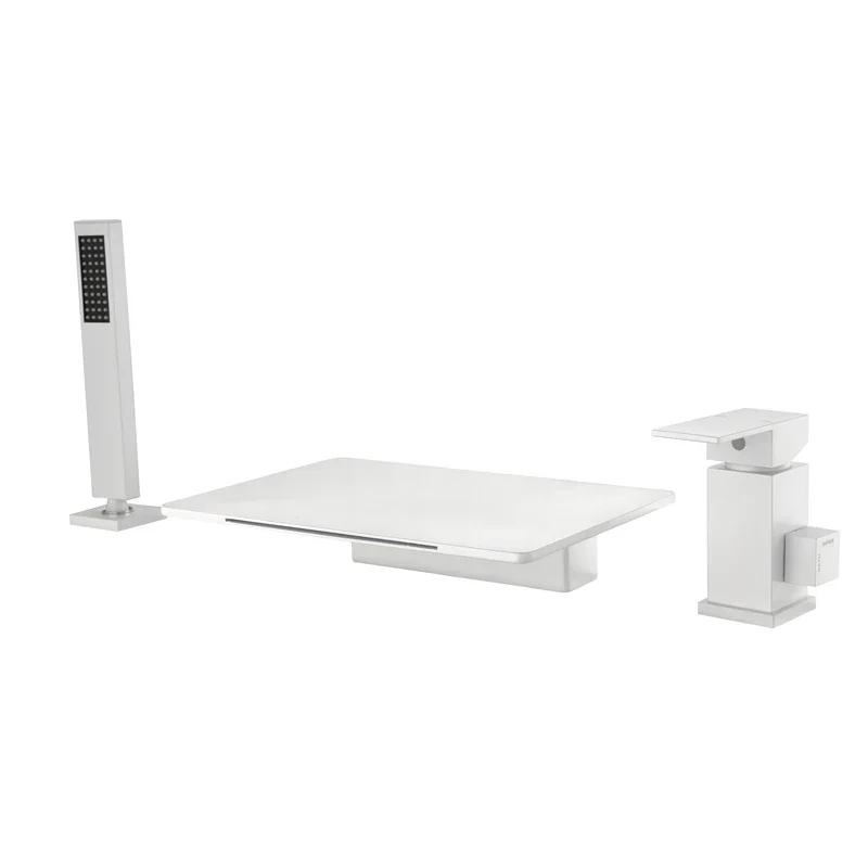 3 Hole Bathroom Waterfall Bathtub Faucet Set Hot And Cold Mixer Tap With Hand Shower High Flow Rate Shower System White
3 Hole Bathroom Waterfall Bathtub Faucet Set Hot And Cold Mixer Tap With Hand Shower High Flow Rate Shower System White