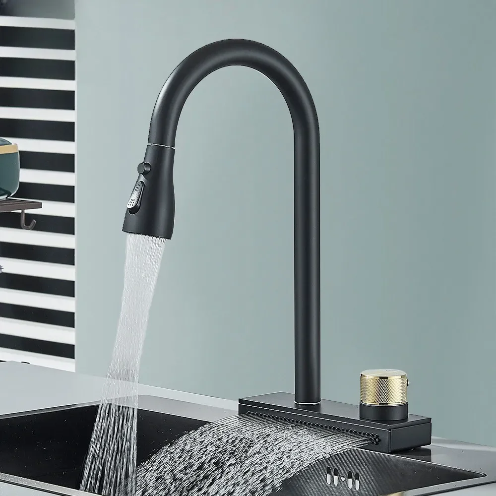 Rainfall Kitchen Faucet Flexible Pull Out 3 Way Nozzle Gourmet Faucets Black Rain Waterfall Sink Mixer Tap Crane
Rainfall Kitchen Faucet Flexible Pull Out 3 Way Nozzle Gourmet Faucets Black Rain Waterfall Sink Mixer Tap Crane