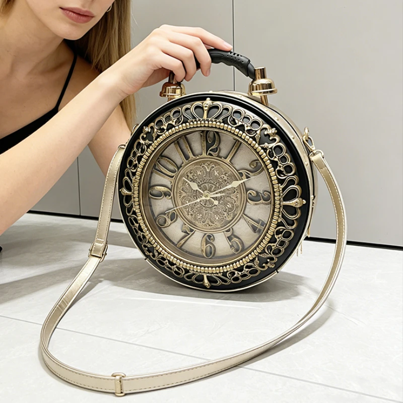 Luxury Shoulder Bag,Working Clock Shaped Handbag,Designer Classic Retro Women Sling Bag,Men Round Crossbody Purse,Creative Funny
Luxury Shoulder Bag,Working Clock Shaped Handbag,Designer Classic Retro Women Sling Bag,Men Round Crossbody Purse,Creative Funny