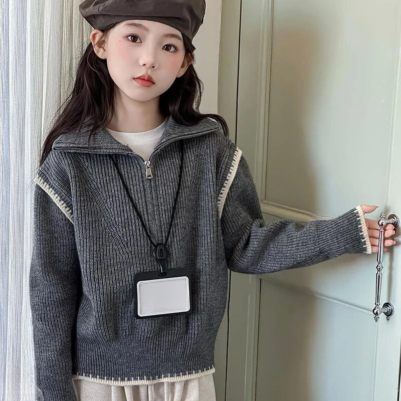 2026 New Girls' Half-Zip Knit Sweater, Big Kids Fashionable Pullover & Winter Top with Oversized Collar Design
2026 New Girls' Half-Zip Knit Sweater, Big Kids Fashionable Pullover & Winter Top with Oversized Collar Design