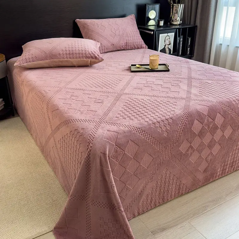 New type A high grammage milk fleece single bed sheet tatami in simple solid color for single student dormitory
New type A high grammage milk fleece single bed sheet tatami in simple solid color for single student dormitory