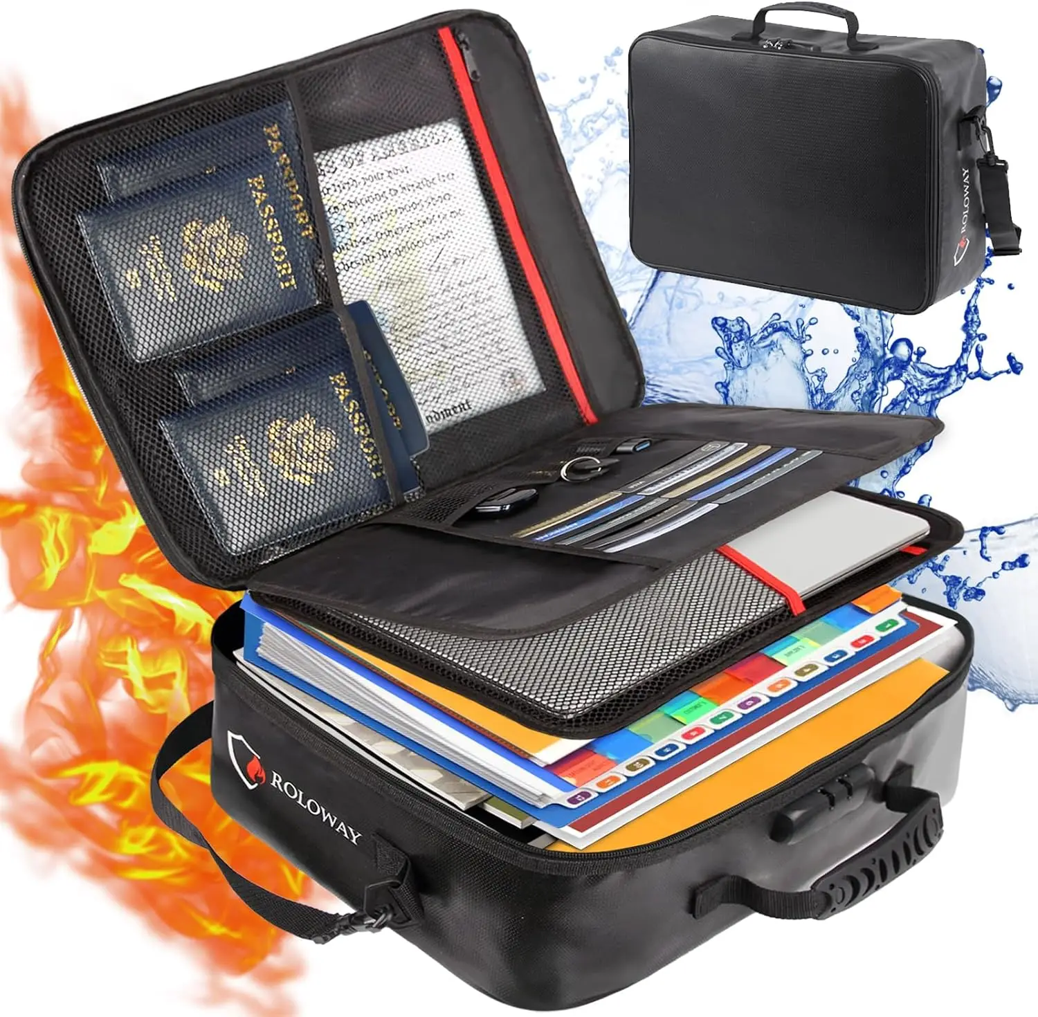 Fireproof Document Bag with Lock (17 x 11.8 x 5 inch), Important Document Storage Bag with Multi-Layer File Organizers (Black)
Fireproof Document Bag with Lock (17 x 11.8 x 5 inch), Important Document Storage Bag with Multi-Layer File Organizers (Black)