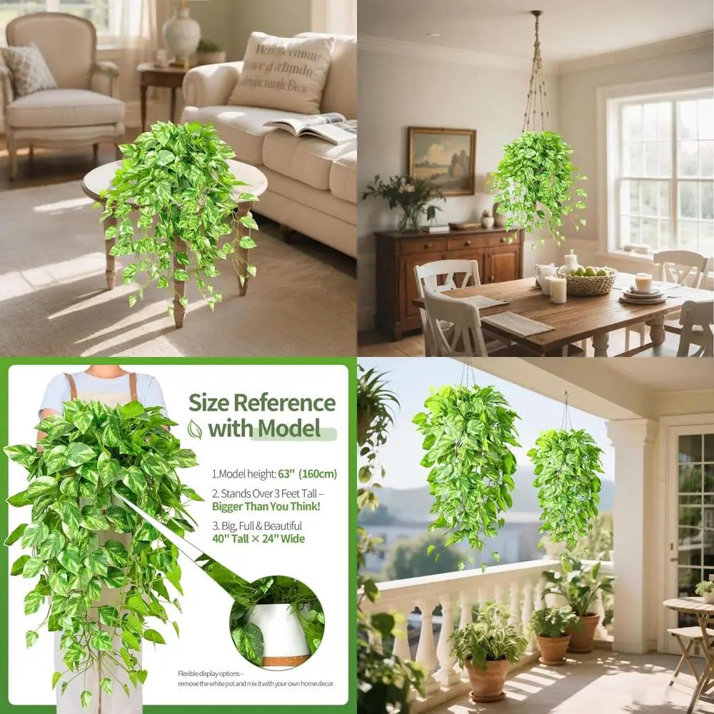 40 Pothos Ivy Hanging Plant with Pot for Home Decor - Artificial Silk Greenery for Indoor Spaces
40 Pothos Ivy Hanging Plant with Pot for Home Decor - Artificial Silk Greenery for Indoor Spaces