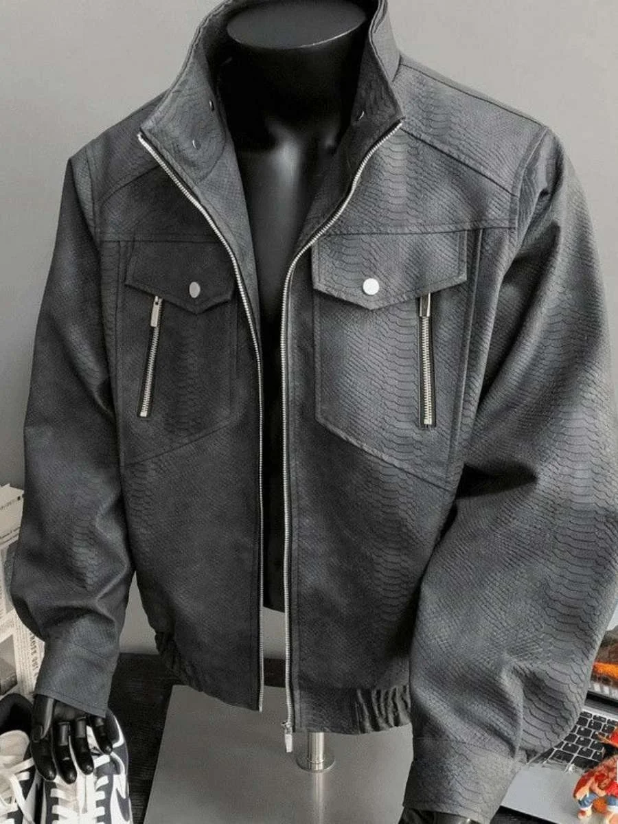 ort Snake Sc Pattern Biker Sle Men's Leather Jaet Spring Autumn Stand Collar Loose Fit Faionable Outerwear
ort Snake Sc Pattern Biker Sle Men's Leather Jaet Spring Autumn Stand Collar Loose Fit Faionable Outerwear