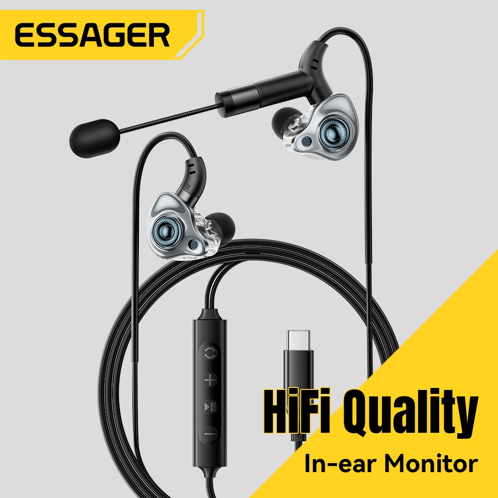 Наушники Essager Type-C для караоке со встроенной звуковой картой Hi-Fi стерео музыка проводная гарнитура-вкладыш с микрофоном для пения/живых игр
Наушники Essager Type-C для караоке со встроенной звуковой картой Hi-Fi стерео музыка проводная гарнитура-вкладыш с микрофоном для пения/живых игр