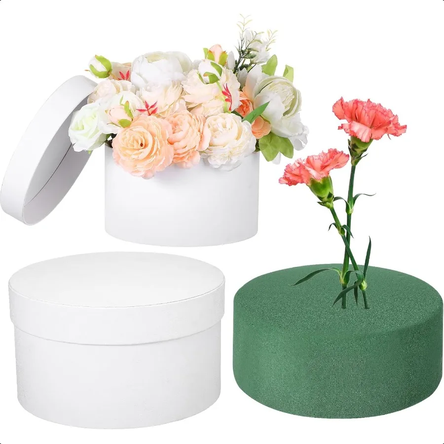 Gift Boxes with Lids Floral Foam Set Round Boxes Flower Arrangements plies Round Floral Foam for Flowers for Mother's Day Bride
Gift Boxes with Lids Floral Foam Set Round Boxes Flower Arrangements plies Round Floral Foam for Flowers for Mother's Day Bride