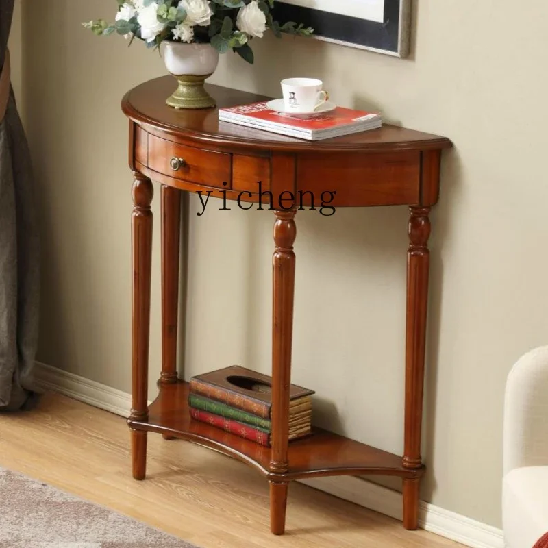 TQH Solid wood entrance table Partition cabinet American entrance cabinet Long table against the wall Corridor Semicircular
TQH Solid wood entrance table Partition cabinet American entrance cabinet Long table against the wall Corridor Semicircular