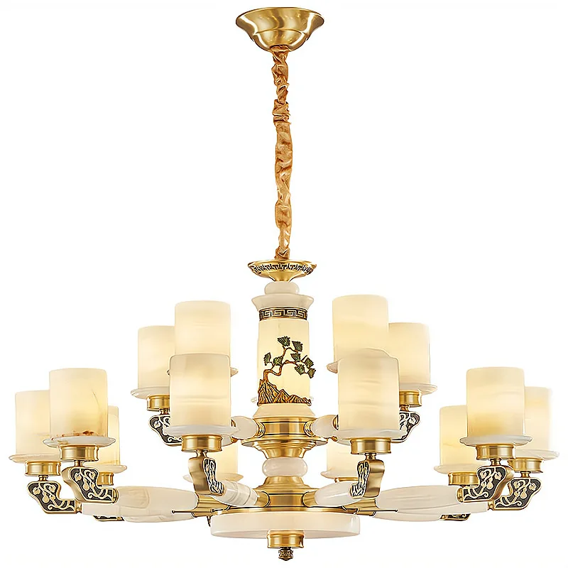 New Chinese style, all copper, jade, living room, chandelier, Chinese style, villa, duplex
New Chinese style, all copper, jade, living room, chandelier, Chinese style, villa, duplex