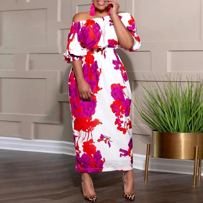 African Long Maxi Dress Women's Flower Print Slash Neck Off The Shoulder Backless Daily Evening Party Dress African Dresses
African Long Maxi Dress Women's Flower Print Slash Neck Off The Shoulder Backless Daily Evening Party Dress African Dresses