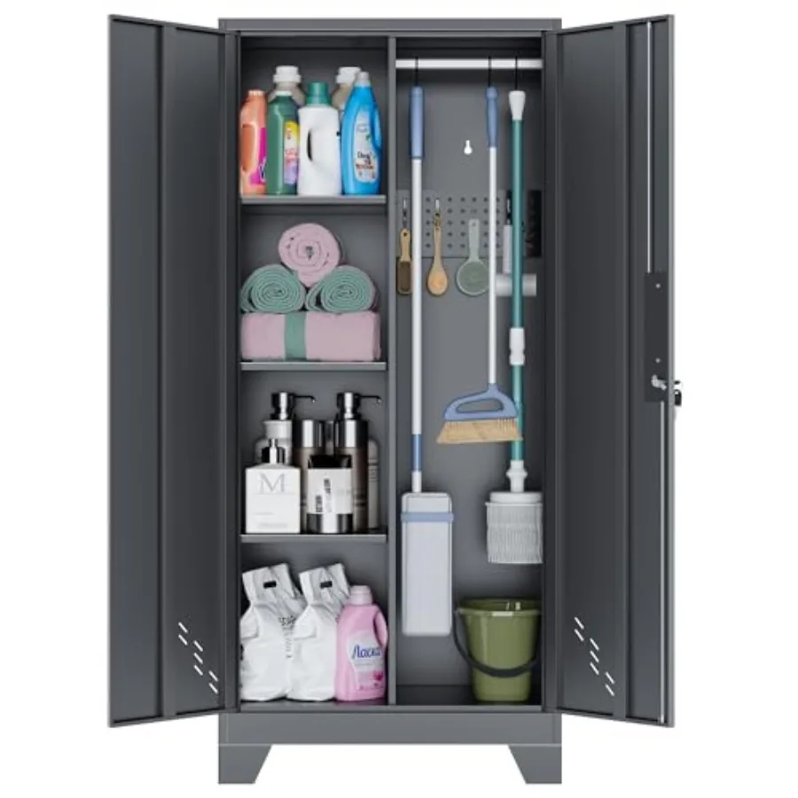 Black Metal Storage Cabinet with Locking Doors 61 Tall for Garage Broom Closet Freestanding Bathroom Storage with Hanging Rod C
Black Metal Storage Cabinet with Locking Doors 61 Tall for Garage Broom Closet Freestanding Bathroom Storage with Hanging Rod C
