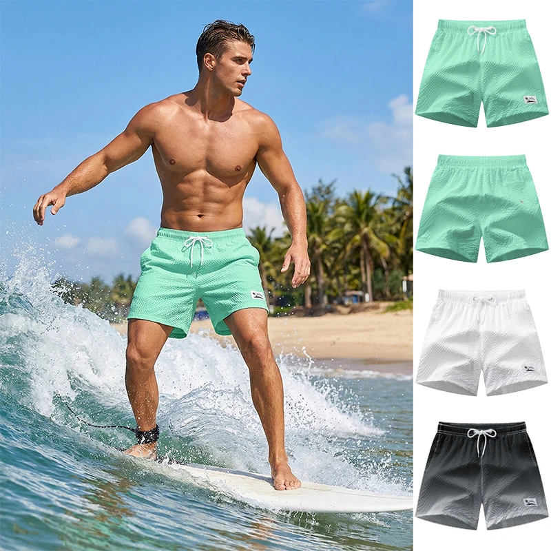 Mens Comfy Quick Dry Seersucker Beach Shorts Summer Casual Board Shorts with Mesh Liner Pockets Swimwear Swimsuit Swim Trunks
Mens Comfy Quick Dry Seersucker Beach Shorts Summer Casual Board Shorts with Mesh Liner Pockets Swimwear Swimsuit Swim Trunks
