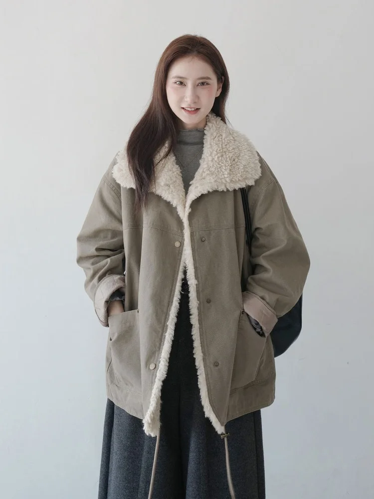 Ladies' Oversized Lamb Fur Collar Parka Coat Mid-Length Fce Lined Loose Fit Autumn Winter New Sle Faionable Commute
Ladies' Oversized Lamb Fur Collar Parka Coat Mid-Length Fce Lined Loose Fit Autumn Winter New Sle Faionable Commute