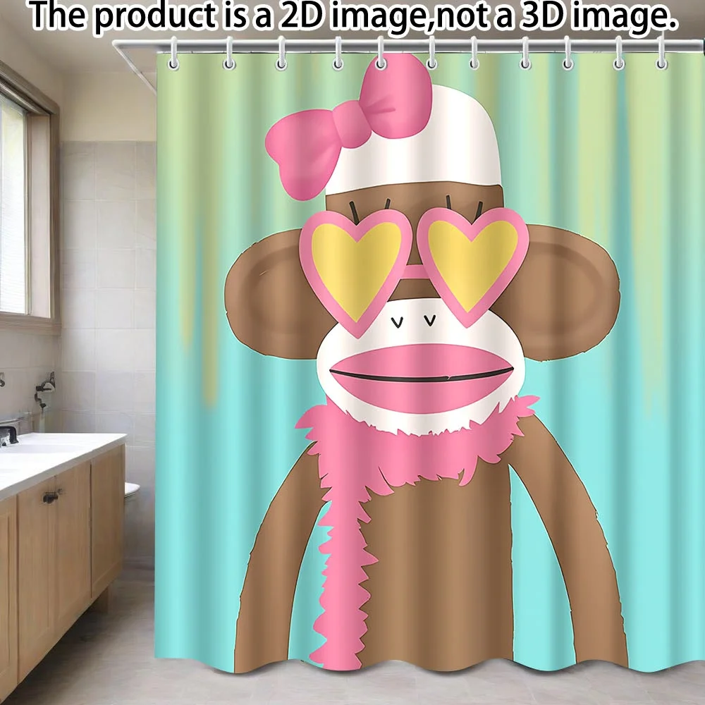 Cute Cartoon Monkey Shower Curtain, Pink Bow & Heart Sunglasses, Funky Animal Print, Kids Bathroom Decor, Waterproof Fabric
Cute Cartoon Monkey Shower Curtain, Pink Bow & Heart Sunglasses, Funky Animal Print, Kids Bathroom Decor, Waterproof Fabric