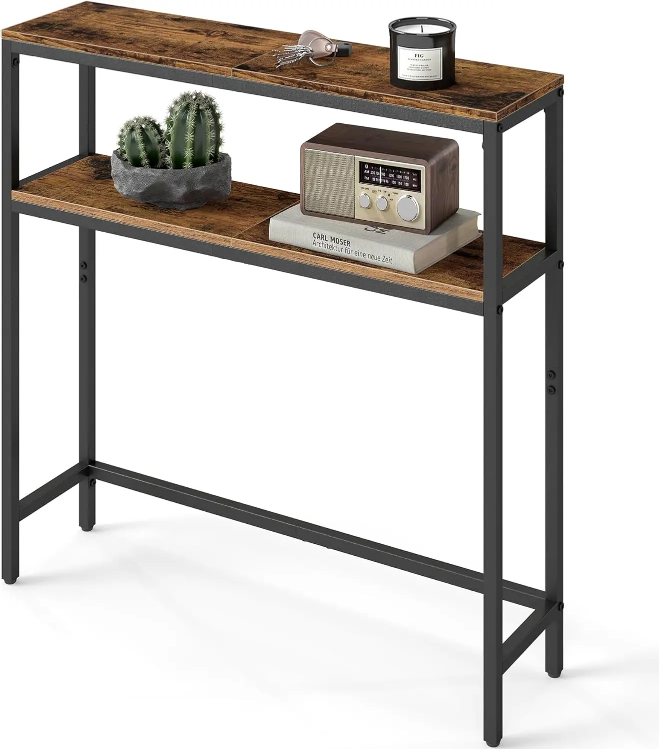 2-Tier Narrow Console Table with 2 Shelves, 31.5 x 31.5 Inches, Rustic Brown and Ink Black for Living Room
2-Tier Narrow Console Table with 2 Shelves, 31.5 x 31.5 Inches, Rustic Brown and Ink Black for Living Room