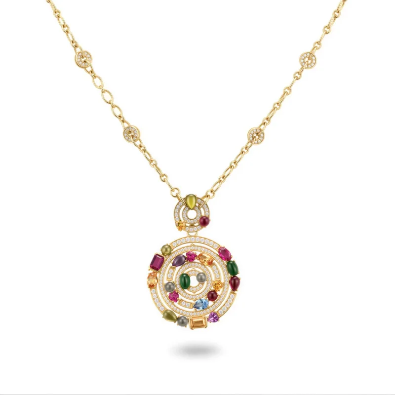 Bellux colorful element circular circle pendant detachable 925 silver gold-plated lab grown sapphire vintage necklace
Bellux colorful element circular circle pendant detachable 925 silver gold-plated lab grown sapphire vintage necklace