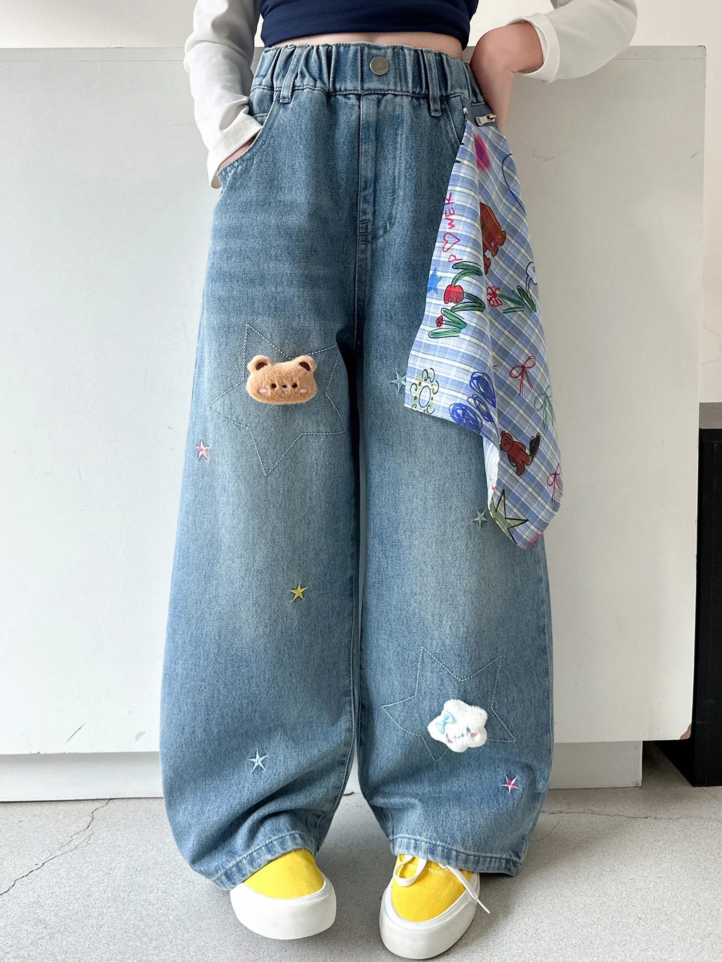 Spring Faion Girls Jeans Casual Wide Leg Pants Korean Sle Outdoor Wear Comfortable Straight Cut Elastic Waist Trousers
Spring Faion Girls Jeans Casual Wide Leg Pants Korean Sle Outdoor Wear Comfortable Straight Cut Elastic Waist Trousers