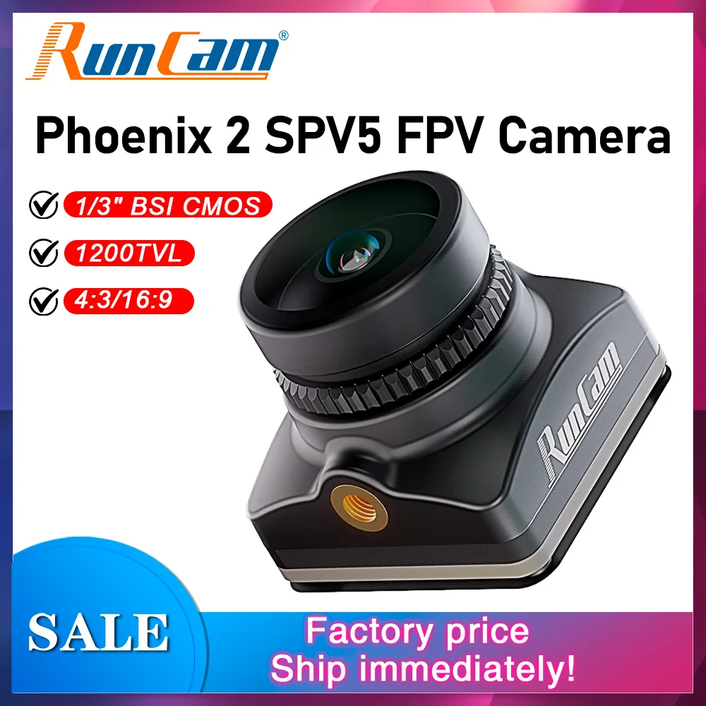 RunCam Phoenix 2 SPV5 FPV Camera 1200TVL 4:3/16:9 1/3" BSI CMOS DC 5-36V Global WDR 19*19MM Seamless Integration with FPV Drones
RunCam Phoenix 2 SPV5 FPV Camera 1200TVL 4:3/16:9 1/3" BSI CMOS DC 5-36V Global WDR 19*19MM Seamless Integration with FPV Drones