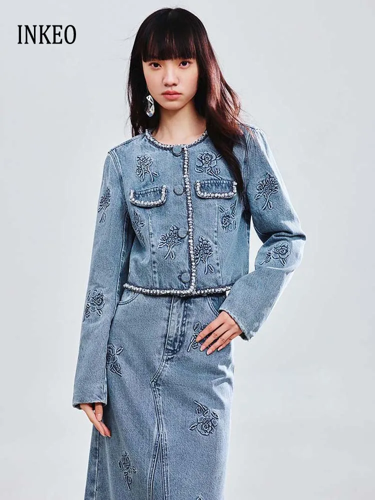 Design Pearl beading denim jacket for women 2025 Autumn 3D floral O-neck short outwear Streetwear coat INKEO 5O095
Design Pearl beading denim jacket for women 2025 Autumn 3D floral O-neck short outwear Streetwear coat INKEO 5O095
