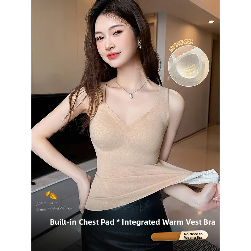 Женский жилет с v-образным вырезом на подкладке, интегрированный бюстгальтер, теплый топ, осенне-зимняя внутренняя одежда, удобный дышащий
Женский жилет с v-образным вырезом на подкладке, интегрированный бюстгальтер, теплый топ, осенне-зимняя внутренняя одежда, удобный дышащий