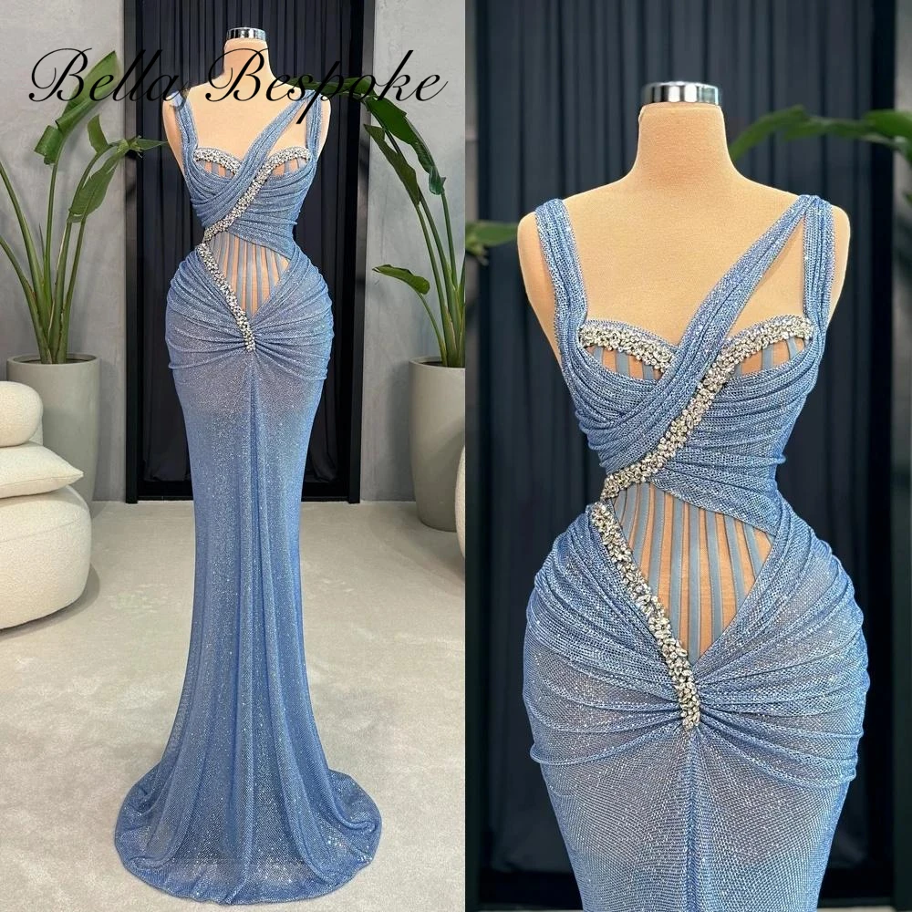 Blue Sleeveless Sequins Cocktail Dress Arabic Mermaid Beading Wedding Reception Gown Dubai Birthday Party Dresses Customized
Blue Sleeveless Sequins Cocktail Dress Arabic Mermaid Beading Wedding Reception Gown Dubai Birthday Party Dresses Customized