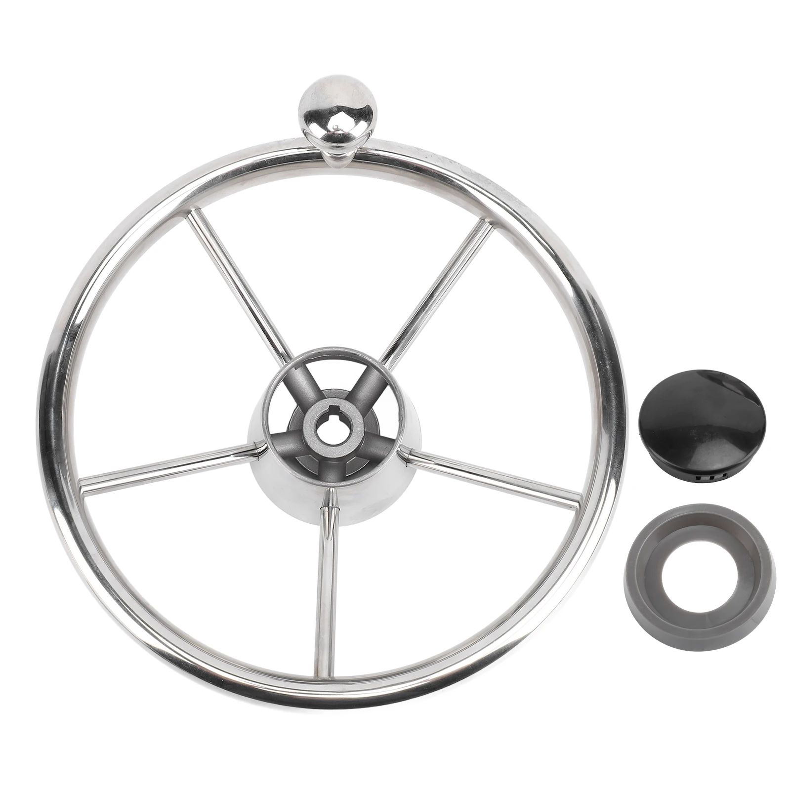 Yachts Steering Wheel Polished 5 Spoke 25 Degree 11 inch Boat Steering Wheel 304 Stainless Steel for 3/4 inch Tapered Shaft
Yachts Steering Wheel Polished 5 Spoke 25 Degree 11 inch Boat Steering Wheel 304 Stainless Steel for 3/4 inch Tapered Shaft