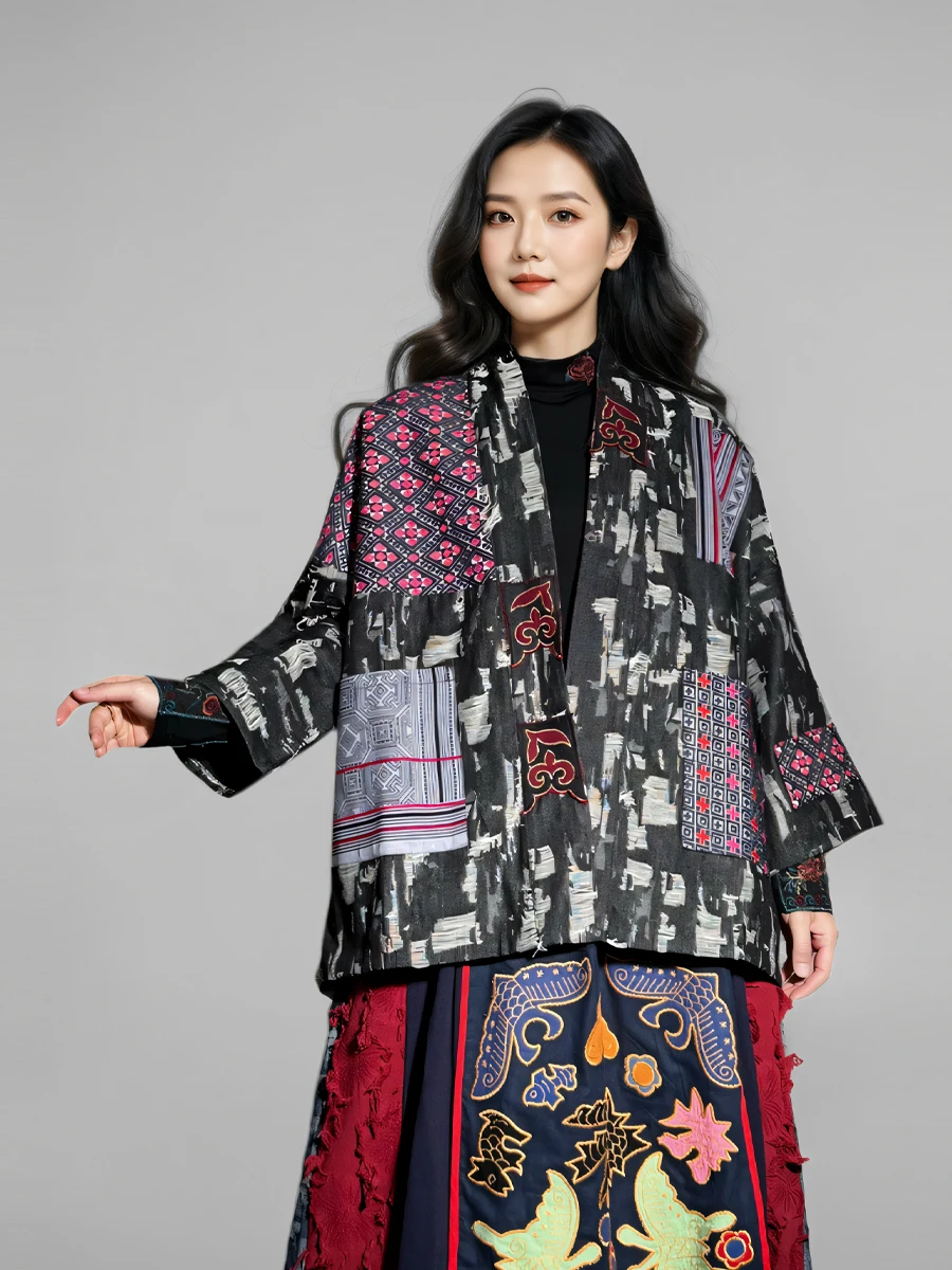 Original Design Heavy Embroidery V-Ne Jaet Women's Top Color Blo Stripe Splicing Ethnic Sle Loose Fit Long Sve
Original Design Heavy Embroidery V-Ne Jaet Women's Top Color Blo Stripe Splicing Ethnic Sle Loose Fit Long Sve