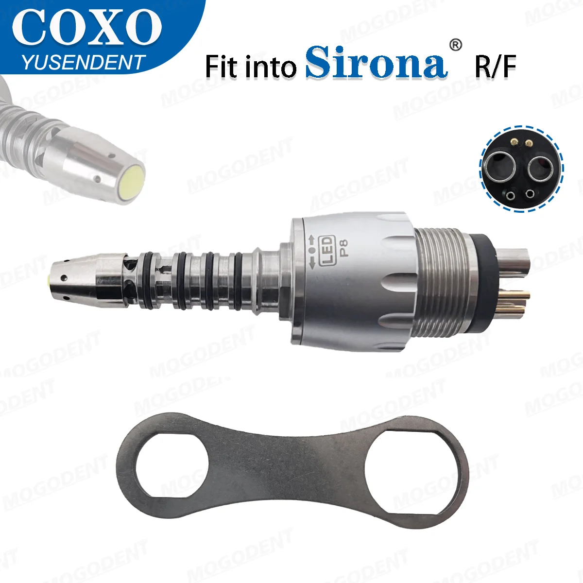 Стоматологическая муфта COXO, оптоволоконная светодиодная быстроразъемная муфта для высокоскоростных наконечников с воздушной турбиной Sirona, стоматологические аксессуары 
Стоматологическая муфта COXO, оптоволоконная светодиодная быстроразъемная муфта для высокоскоростных наконечников с воздушной турбиной Sirona, стоматологические аксессуары