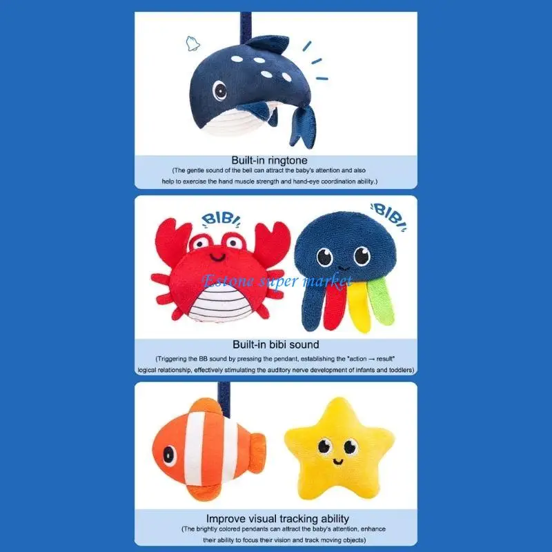 090B Ocean Animal Plush Bedside Mobile For Babies Sturdy Crib Mounting Bracket And Calming Lullabies Nursery Decors
090B Ocean Animal Plush Bedside Mobile For Babies Sturdy Crib Mounting Bracket And Calming Lullabies Nursery Decors