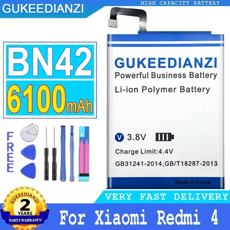 Mobile Phone Battery High Capacity For Xiaomi Redmi 4 2G Ram 16G Rom Edition 6100mAh Long Lasting BN42
Mobile Phone Battery High Capacity For Xiaomi Redmi 4 2G Ram 16G Rom Edition 6100mAh Long Lasting BN42