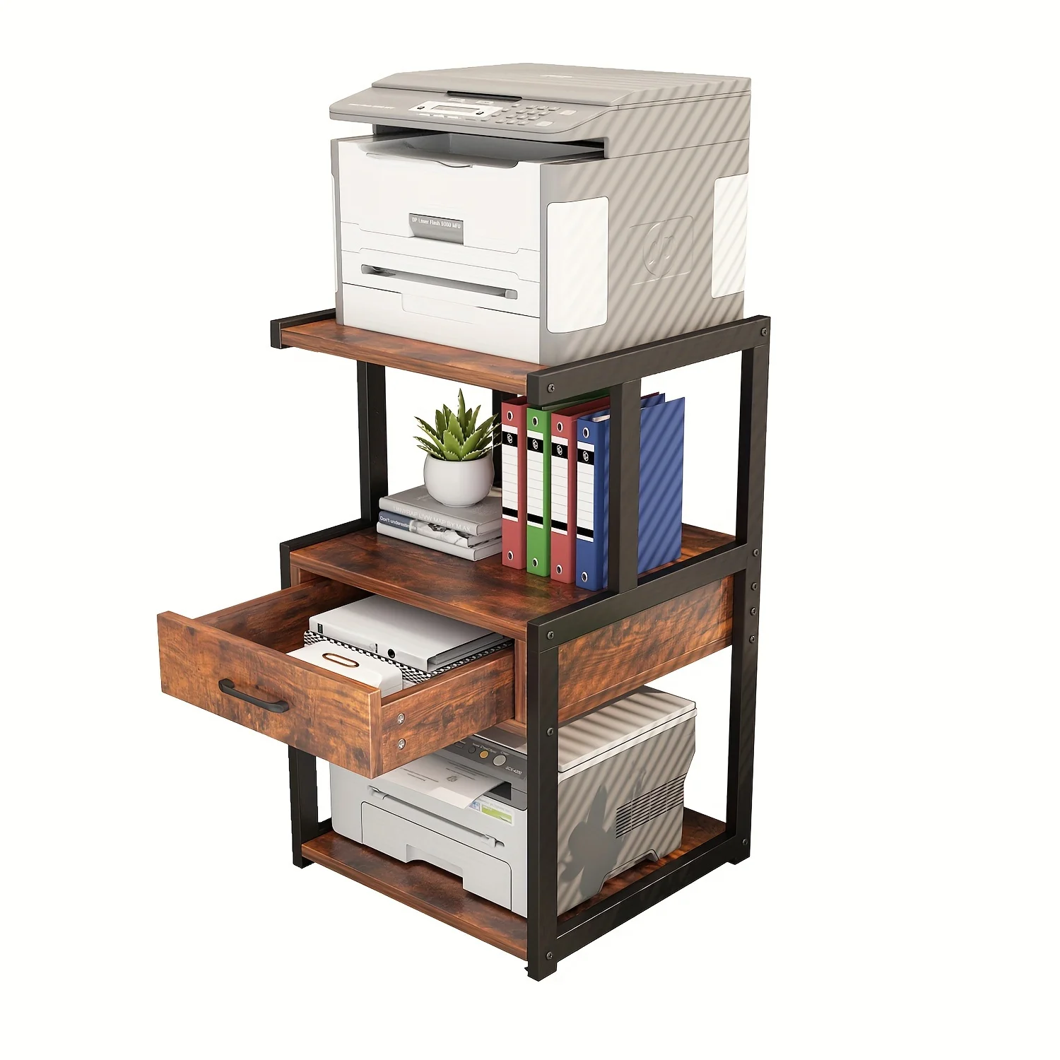 3-Tier Printer Stand With Wheels, Home Office Movable Printer Stand With Drawer Rolling Filing Cabinet Printer Cartfor Media Player Scanner In Kitchen Living Room Office
3-Tier Printer Stand With Wheels, Home Office Movable Printer Stand With Drawer Rolling Filing Cabinet Printer Cartfor Media Player Scanner In Kitchen Living Room Office