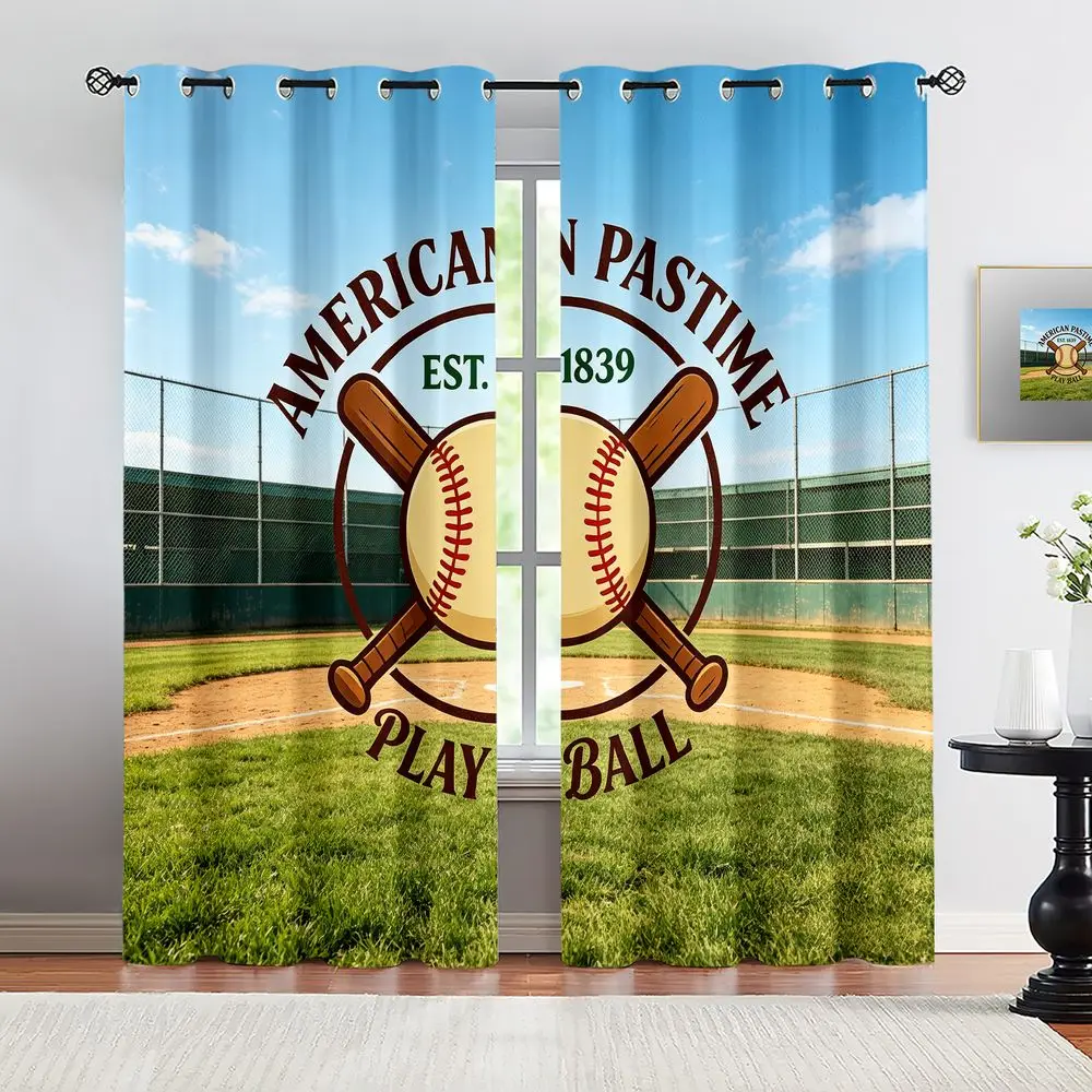 American Pastime Baseball Field Print Curtains, Vintage Sports Theme Blackout Curtains, Decorative Window Drapes, 2-Pcs Set
American Pastime Baseball Field Print Curtains, Vintage Sports Theme Blackout Curtains, Decorative Window Drapes, 2-Pcs Set