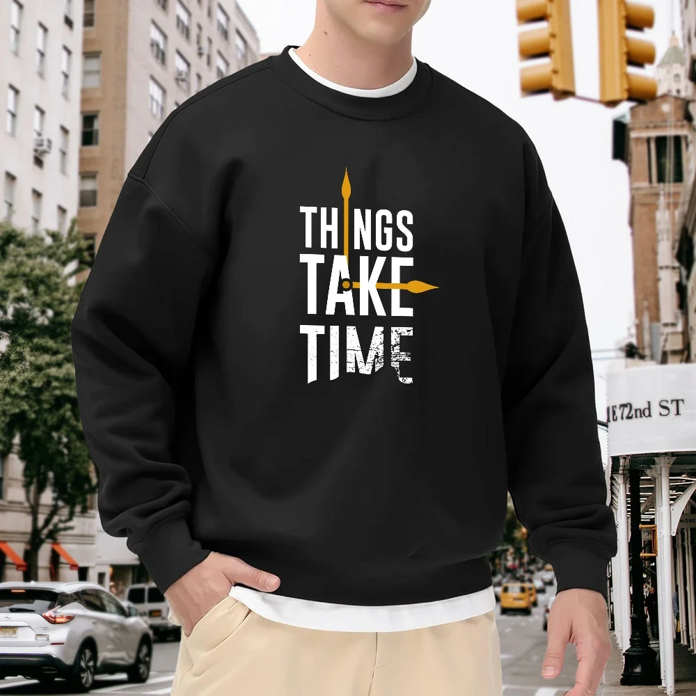 Men's Black Crew Neck Pullover Sweatshirt, Loose Fit with Letter Print, Casual Street Style, Comfortable and Versatile for Everyday Wear
Men's Black Crew Neck Pullover Sweatshirt, Loose Fit with Letter Print, Casual Street Style, Comfortable and Versatile for Everyday Wear